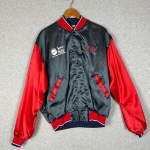 Vtg Bud Light Satin Bomber Jacket 1995 Bluegrass Festival Mens Made in USA